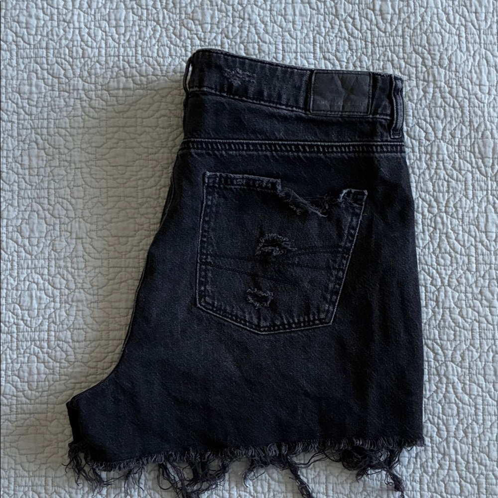 American Eagle Outfitters Black Distressed Denim Jean Shorts
